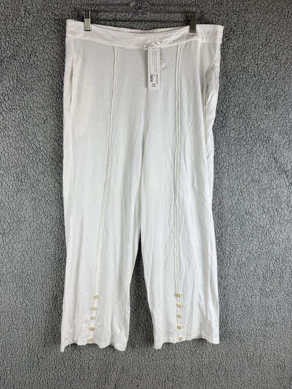 Soft surroundings Carmen Crop Pants White Pockets Size Med 8/10 NWT